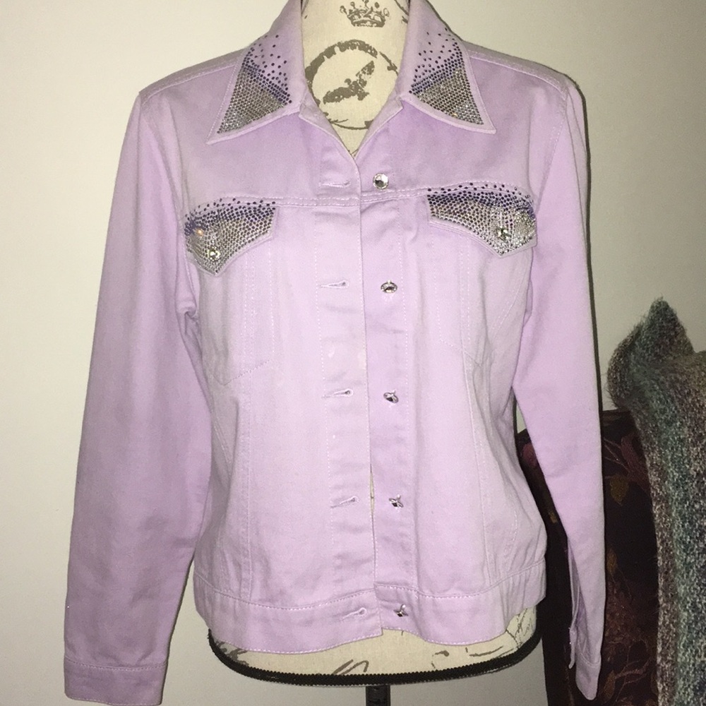🌷 LILAC DENIM BEJEWELED JACKET